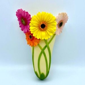GERBER DAISY Wall Pocket Vase - Ibis & Orchid Air Plants Dried Flowers Succulent